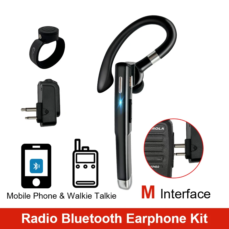 

LSENG Walkie Talkie Bluetooth Headset Earpiece M Plug for Transceiver Motorola DEP450 EP450 GP300 CP040 Two Way Radio
