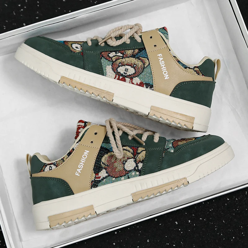 Новые осенние мужские модные кроссовки на толстой подошве дышащая кожаная обувь