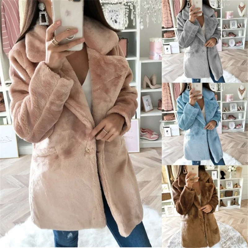 

Women Blends Hooded Long Sleeve Solid Color Jackets Single Button Pockets High Street Outerwear Turn Down Collar Cardigan