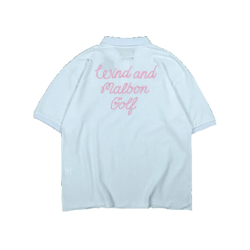 Malbon American Version Golf SEA Lapel POLO Embroidered Monogram Loose Casual Short Sleeve T-shirt  Men and Women Couple Cloth
