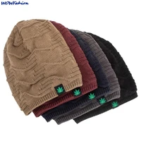 hat cap for women and men wool fashion leaves knitted beanies knitting versatile simple solid color warm autumn and winter hat