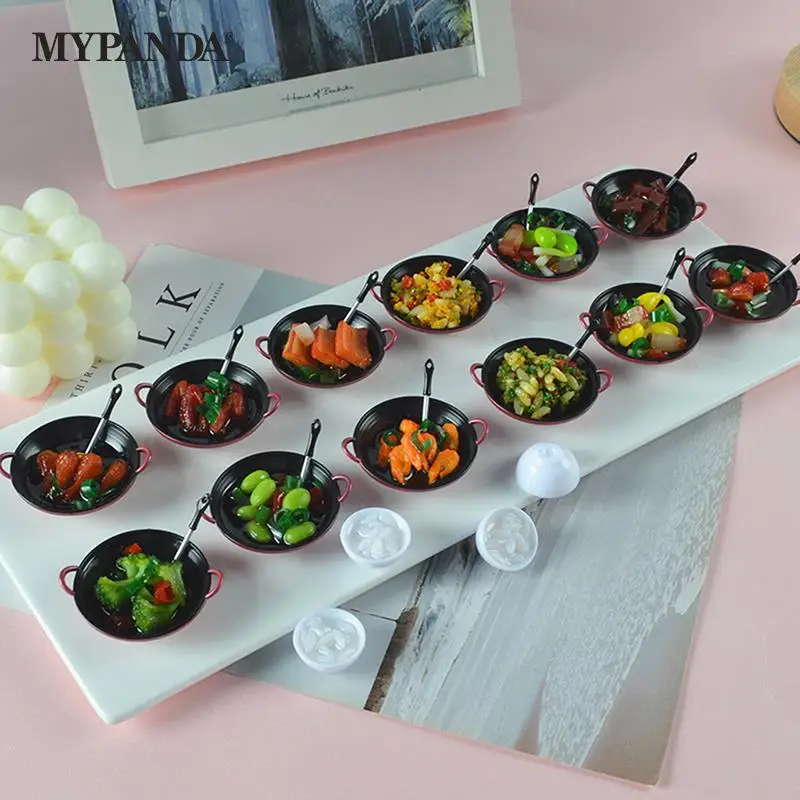 

Миниатюрные аксессуары для кукольного домика «сделай сам», миниатюрный металлический кулинарный горшок с симуляцией еды, кухонная утварь, модель, украшение для кукольного домика