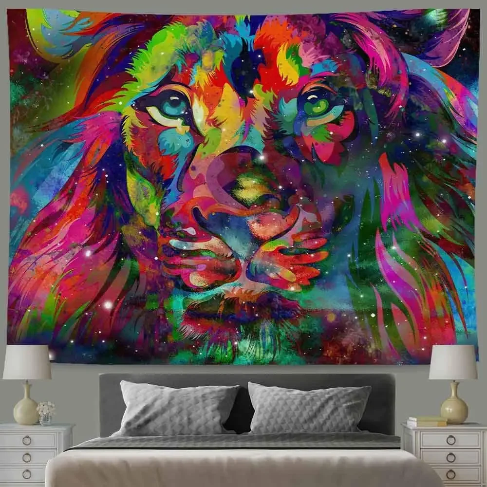 Психоделический Лев животные Красочные Модные настенные гобелены для украшения