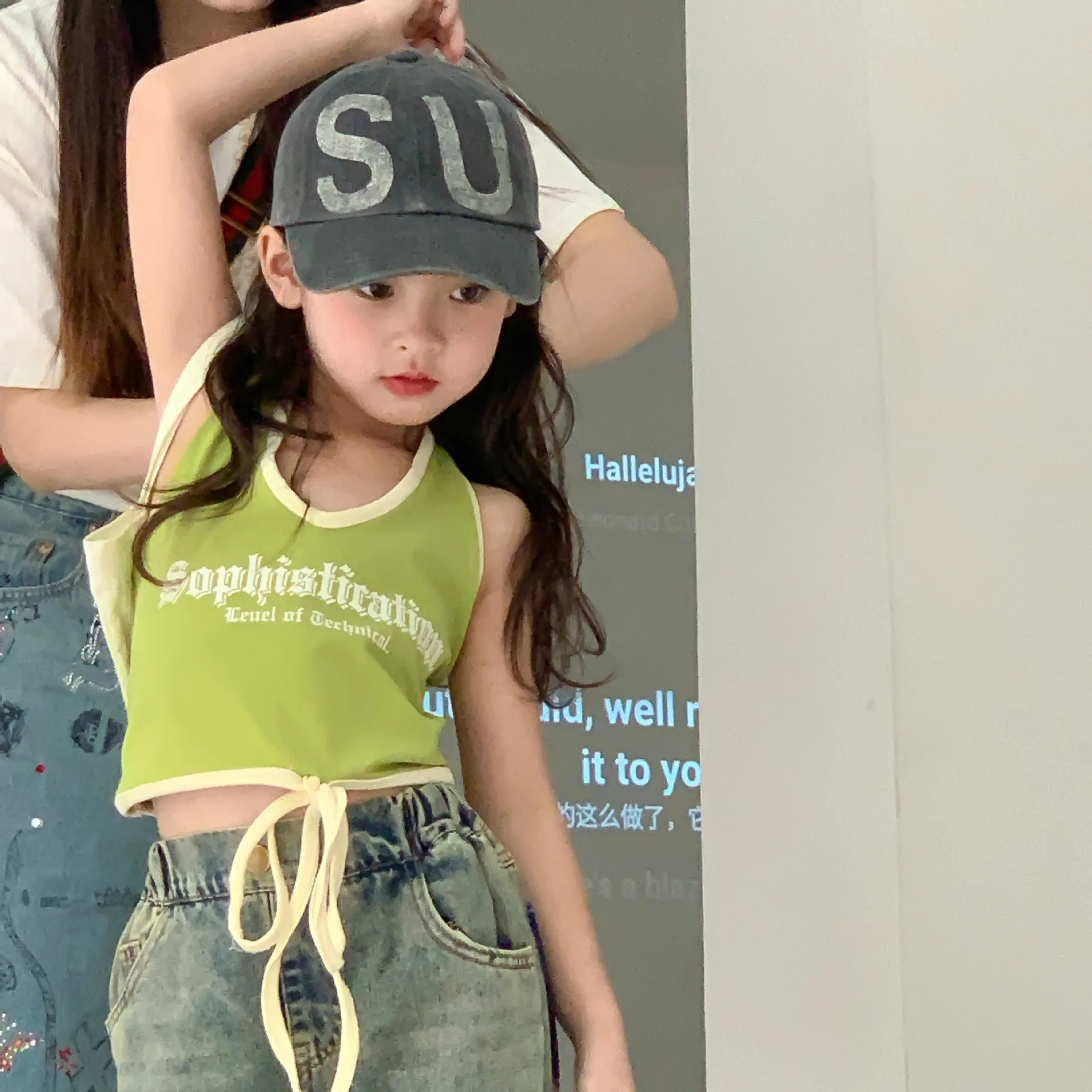 

Girls Halter Tank Top Hanging Neck Sleeveless Crop Tops Kids Clothes Letters Print Streetwear Open Back Toddler 2 To 12 Yrs