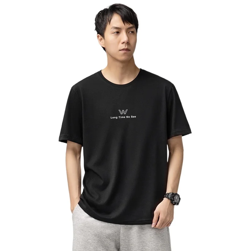 

Cool ice silk cotton 2022 summer new men's short sleeve T-shirt white half sleeve clothes liquid nitrogen mercerized cotton