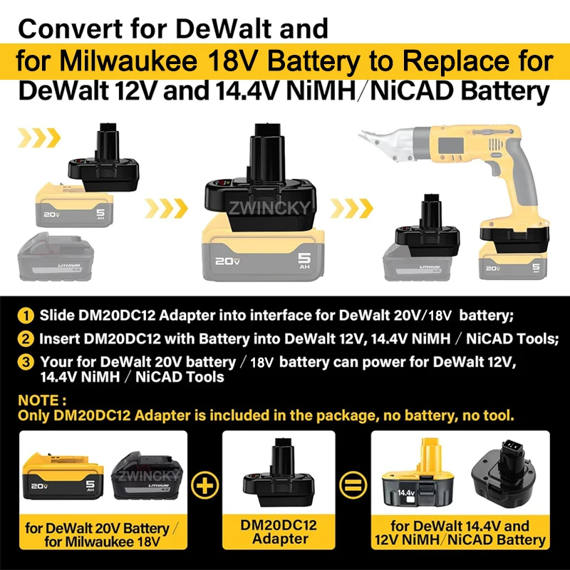 Фото Адаптер-переходник для аккумулятора Dewalt/Milwaukee 18 В, литий-ионный аккумулятор для Ni-MH аккумуляторов Dewalt 12 В/14,4 В, электроинструмент DW9071 DC9071 №2