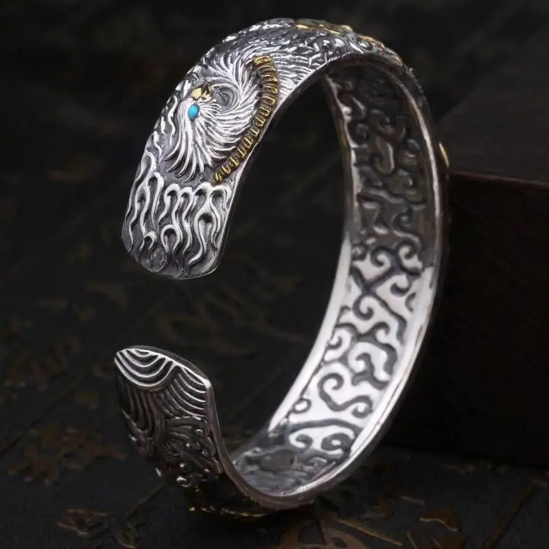 Этнический стиль Сюань Инь Браслет с четырьмя символами Древний Доминантный