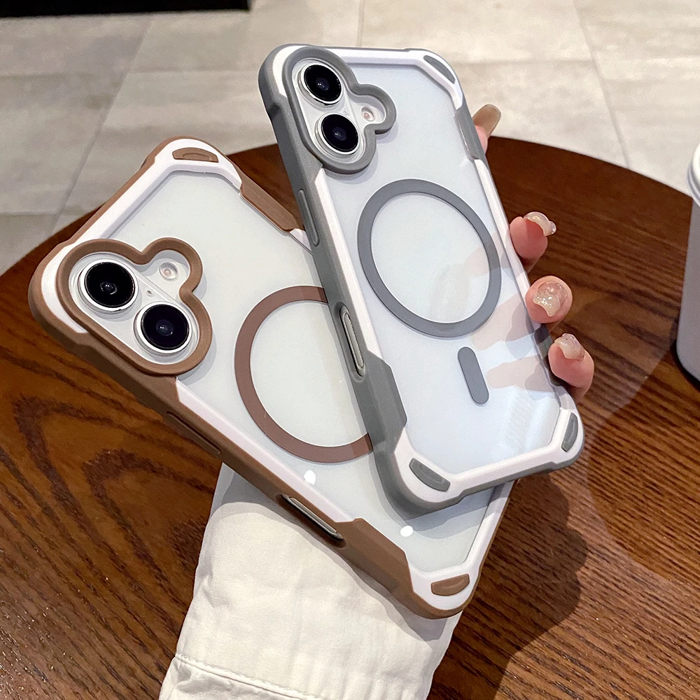 Чехол для зарядки телефона Desert Titanium Gold Armor Magsafe iPhone 16 15 14 13 12 11 Pro Max Plus прочная