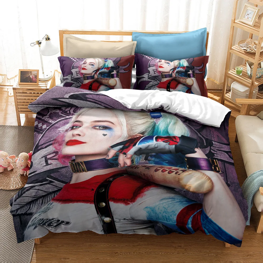 

Harleen Quinzel Clown Squads Suicide 3D Printed Bedding Set Duvet Cover KING Queen Full Twin Size for Halloween Bedroom Decor