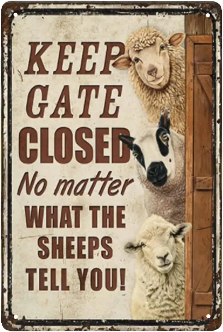 Овечная ферма Keep Gate Закрытый металл Sgns Tn Sgn Забавный новинка Cauton Металл для