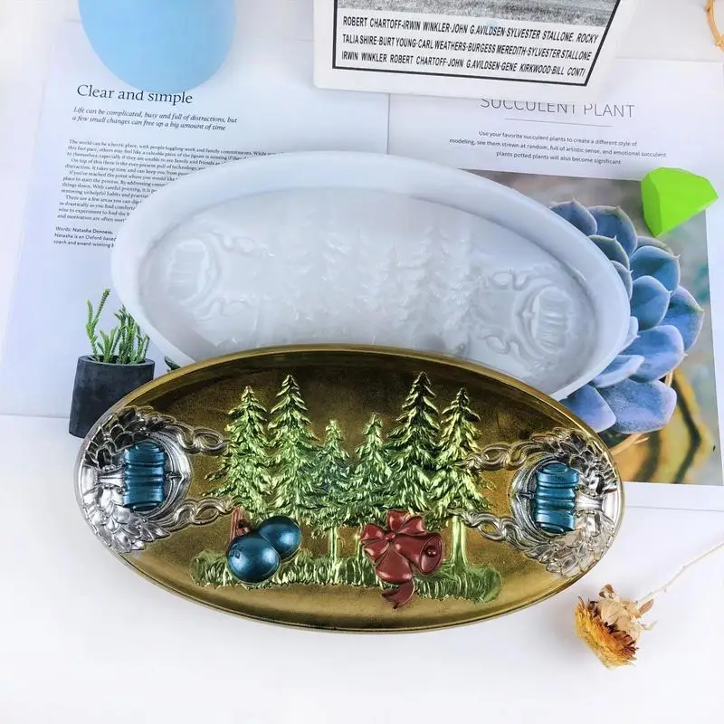 

Dish Tray Christmas Resin Molds Oval Shape Epoxy Casting Molds Geometric Coaster Silicone Mold DIY Crafting & Home Decoration