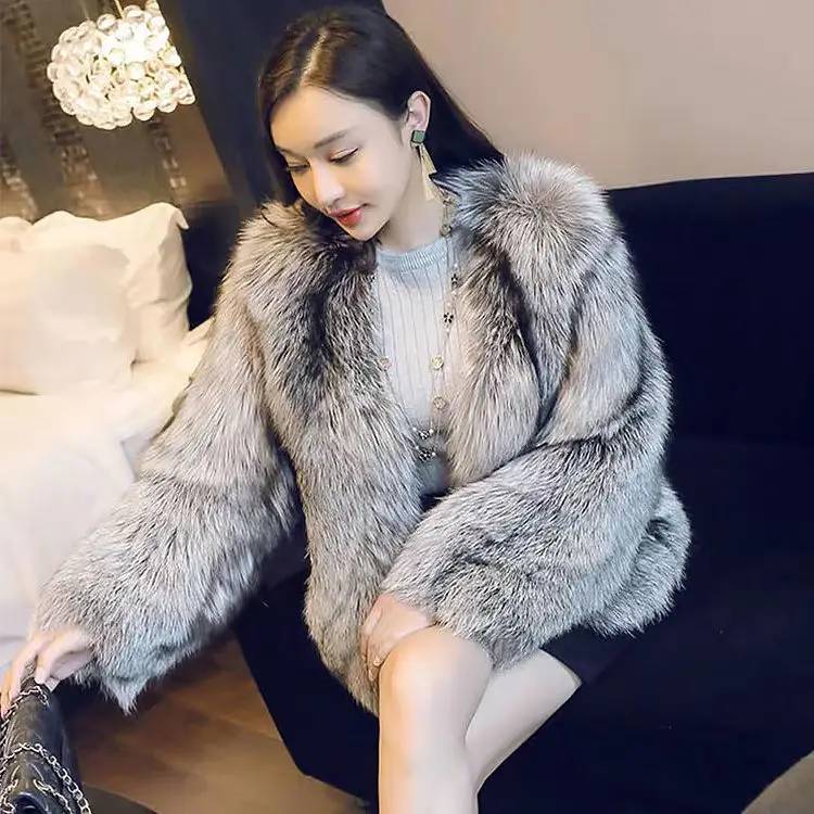 

Short Fox Coats Women 2022 Autumn Winter Luxury Tops Fashion Faux Fur Coat Elegant Thick Warm Faux Fur Jackets for Ladies X253