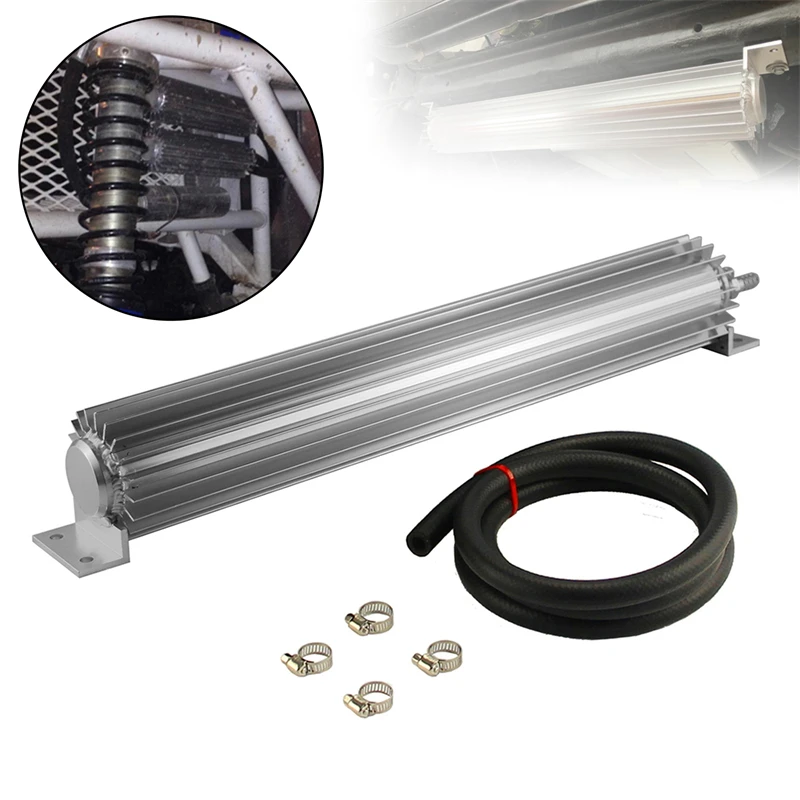 

Алюминиевая трансмиссия длиной 18 дюймов, диаметр 3 дюйма, двухпроходные охладители с ребрами, масляный шланг и хомуты, черный/серебристый