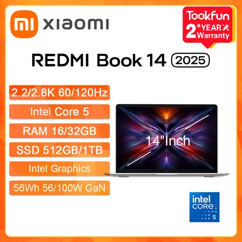 Ноутбук Xiaomi Redmi Book 14 2025, 14.1", 16ГБ/1ТБ, Core i5, Integrated graphic, Windows