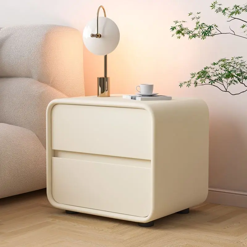 

50*40*43cm Nordic Cream Style Milk White Bedside Table Modern Minimalist Bedside Tables Bedroom Mini Nightstand Small Cabinet