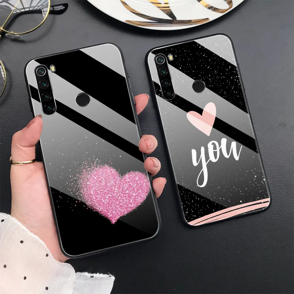 

Love Heart Flower Case For Xiaomi Redmi Note 10 Pro 10S 8 7 8A 7A 8T 6 Pro Mi 12 11 11T 9 9T 10 8 Pro SE A3 Lite F1 Glass Cover