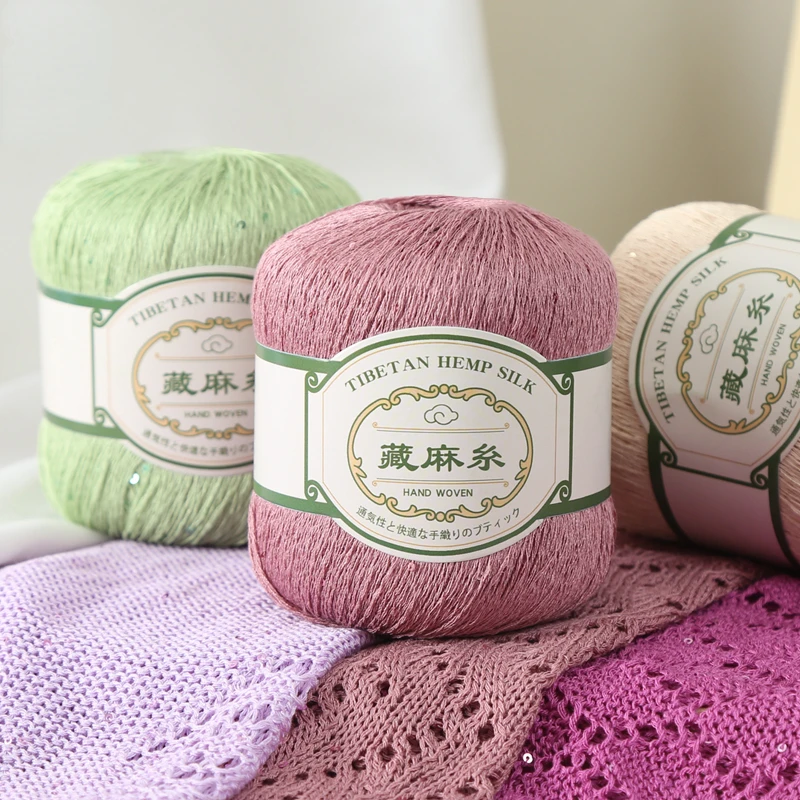 

50G/Ball Sequin Linen Yarn Lace Thread Crochet for Knitting DIY Hand Knitted Summer Short Sleeve Shawl Soft Clothes BagTJ20371