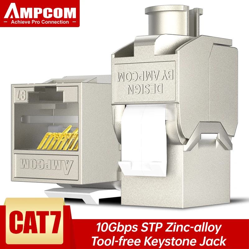AMPCOM CAT7 RJ45 Keystone Jack, STP экранированный инструмент, бесплатная самоблокировка CAT8 cat6a Keystone цинковый сплав rj 45 модуль переходник