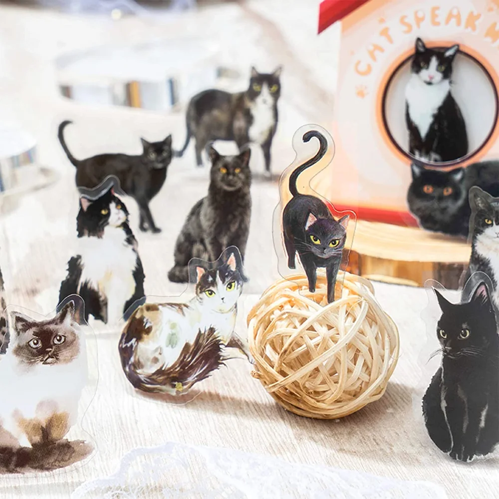 

30 листов, прозрачные водонепроницаемые наклейки в виде кошки для ноутбука