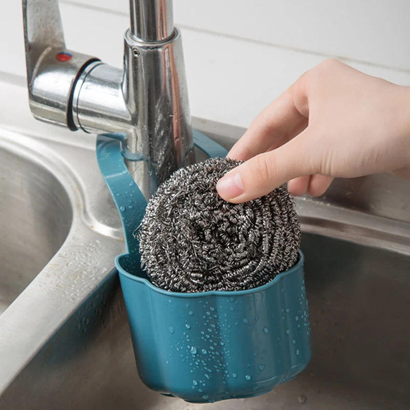 

Kitchen Sink Drain Soap Sponge Holder Bathroom Storage Basket Bag Faucet Holder Adjustable Sink Kitchen Accessories