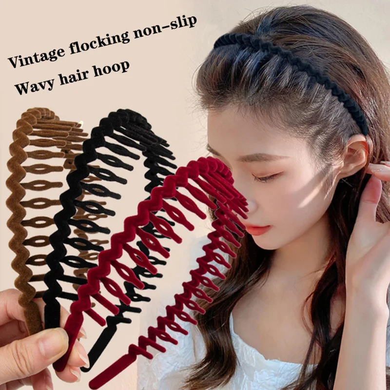 

Simple Flocking Hair Band Non-Slip Hair Hoop Solid Color Women's Autumn And Winter Velvet Face Wash Headband Hair Accessories