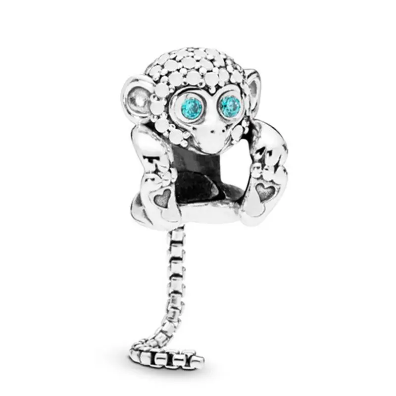 

1Pcs New Cute Alloy Monkey Pendant DIY Suitable for Original Pandora Charm Bracelet Ladies Jewelry Making