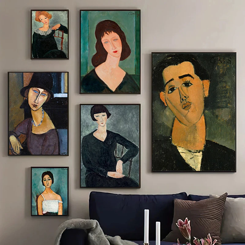 

Famous Artist Amedeo Modigliani Artwork Poster Canvas Painting Abstract Portrait of Juan Gris Wall Art Modern Room Home Decor