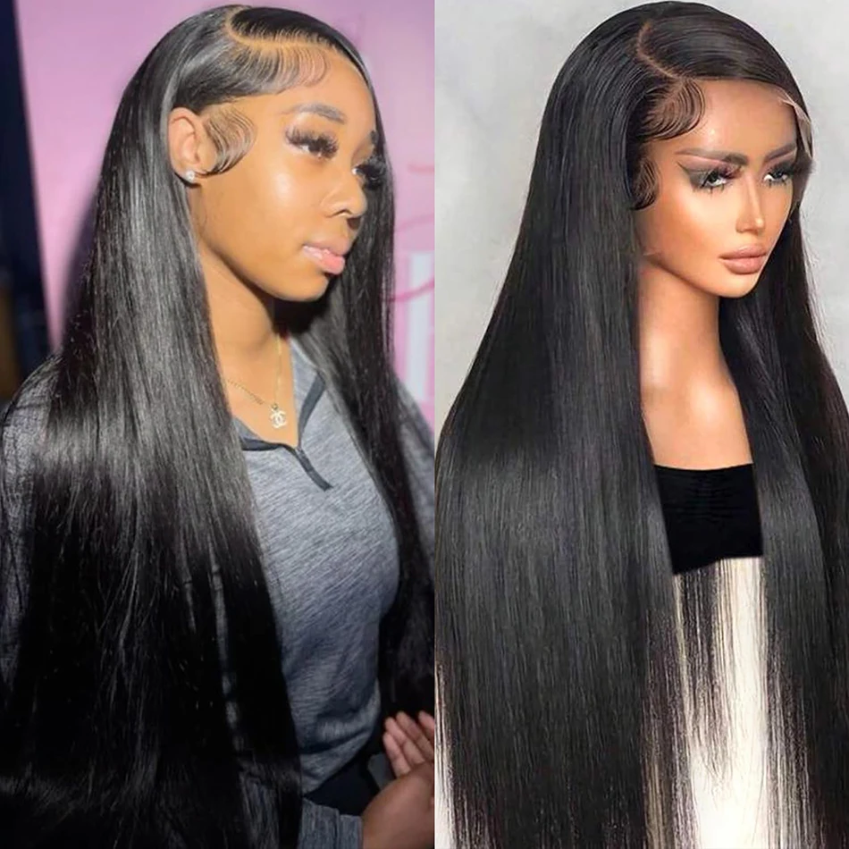 Черный Натуральный 20-дюймовый Фронтальный Парик Шнурка Прозрачное Швейцарское