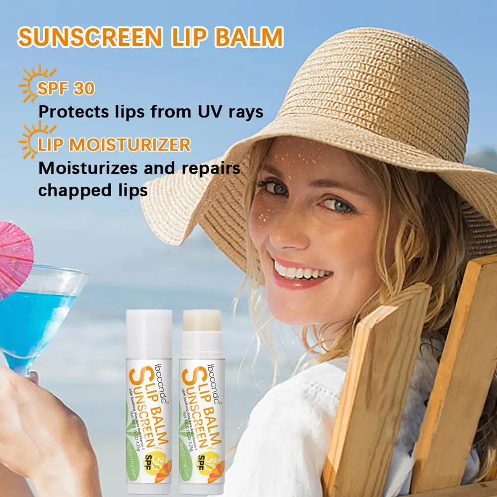 

1pc Sunscreen Lip Balm SPF 30 UVA Protection Lips Watermelon Flavor Care Sun Colorless Coconut Moisturizer Lipstick Banana P2S8