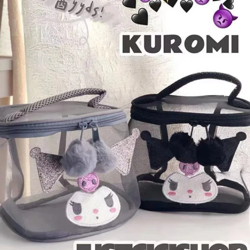 Sanrios Аниме Кукла Kuromi Kawaii Девушка моющаяся косметичка на молнии мультфильм