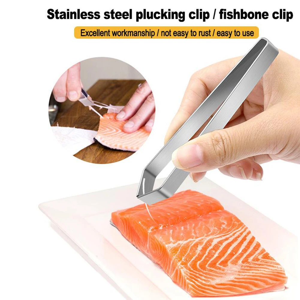 

Fish Bone Tweezers Pick-Up Puller Remover Seafood Tools Gadgets Stainless Steel Kitchen Pincer Clip Style Tongs Plucking Clamp