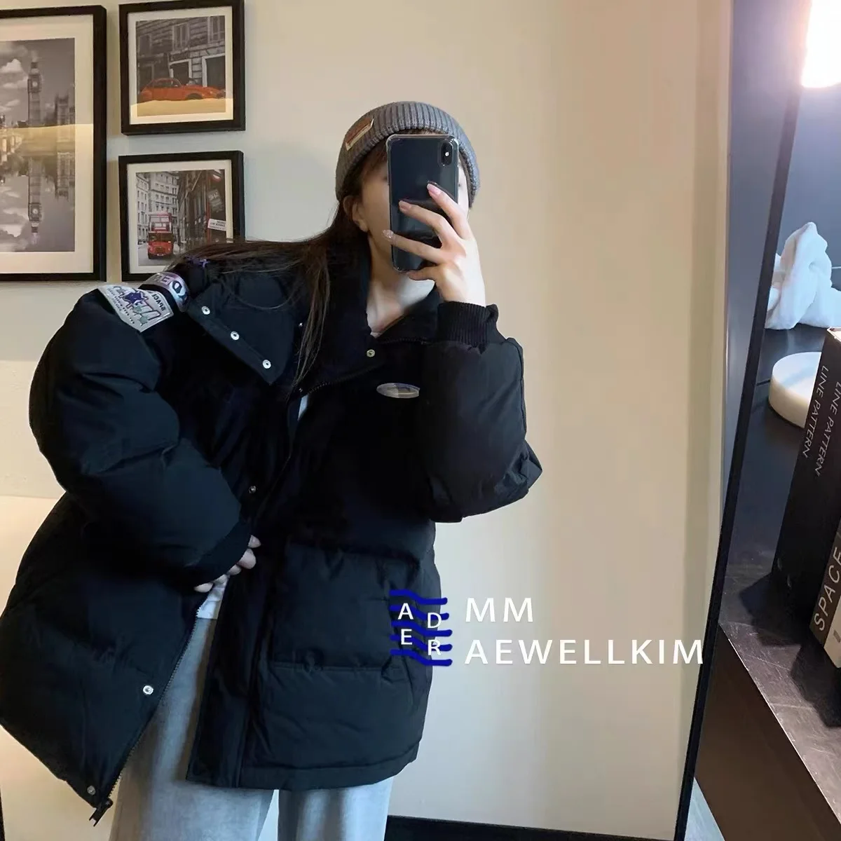 Ader error winter new style men's and women's high-quality hooded Korean white duck down down jacket