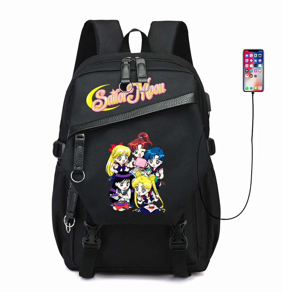 

Ранец с мультяшным принтом для учеников, школьный ранец для книг с USB-разъемом для путешествий, сумка для ноутбука, школьный портфель для под...