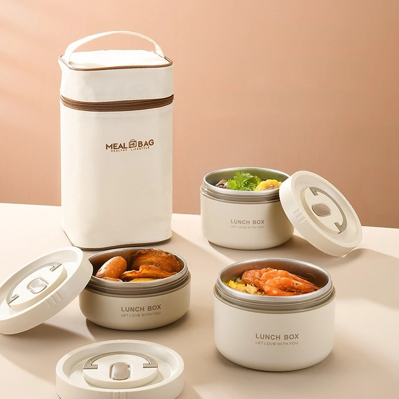 

Bento Lunch Box Stainless Steel Thermal Leakproof Lunch Containers Insulated Bento Box with Lunch Bag Utensil Set for Adult Kids