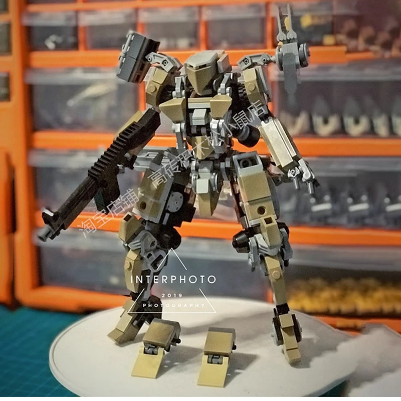 MOC Mecha Серия Темно-коричневые фотообои DIY модель головоломка коллекция экспертов