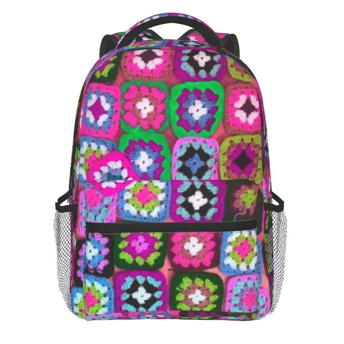 

Hippy Peace Backpack Square Vintage Print Women Polyester Travel Backpacks Pattern Modern High School Bags Rucksack