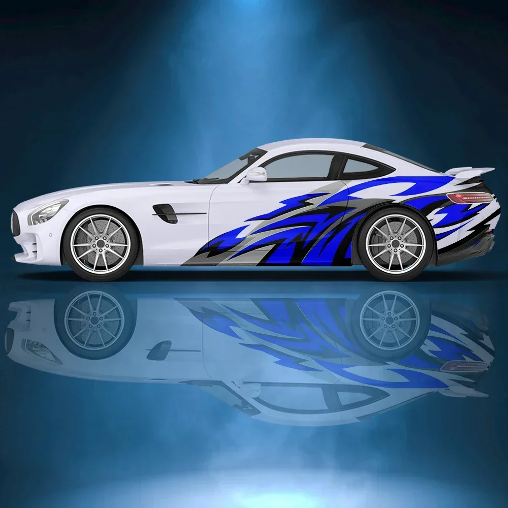 АБСТРАКТНЫЕ ПОЛОСЫ с пламенем автомобильная боковая наклейка виниловая бумага