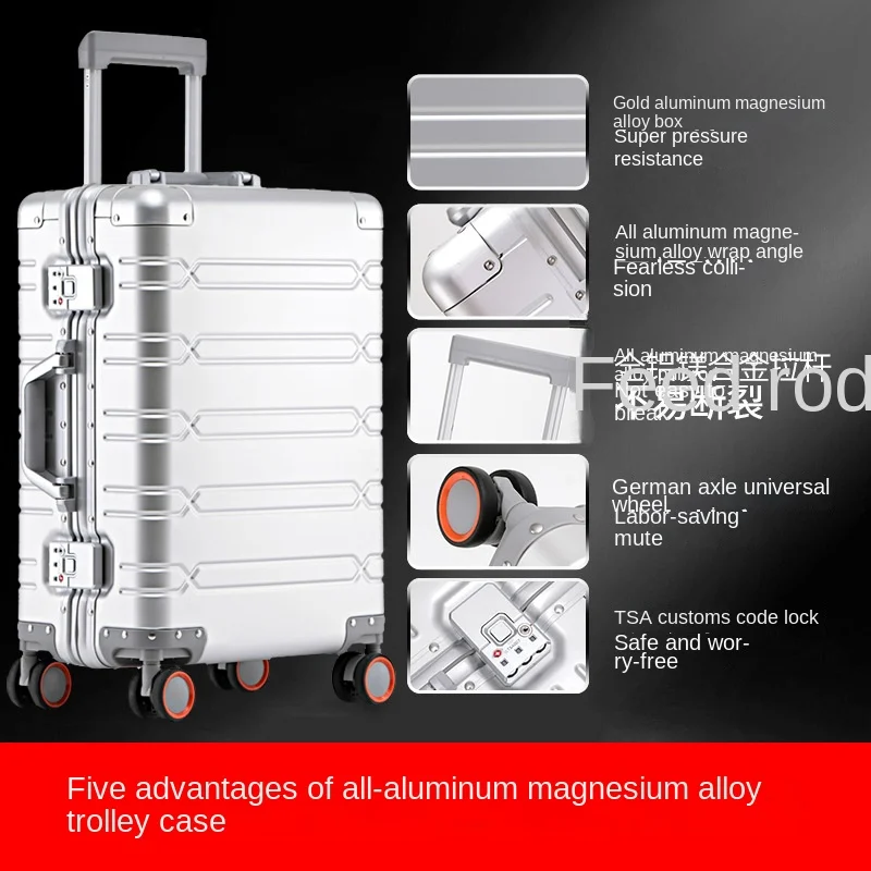 All aluminum-magnesium alloy travel suitcase Business Rolling luggage on wheels trolley luggage Carry-Ons cabin suitcase