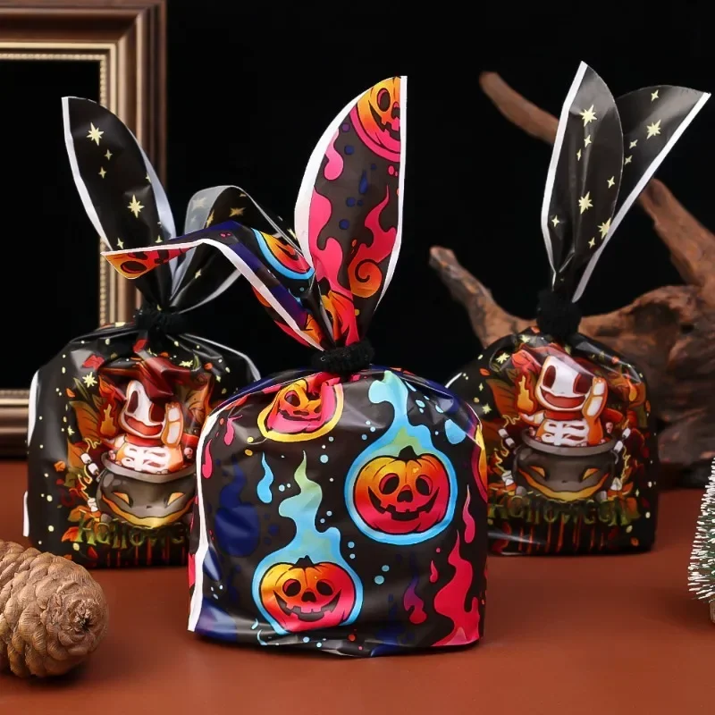 Мультяшные пакеты для конфет на Хэллоуин страшный череп кролик уши пластиковый