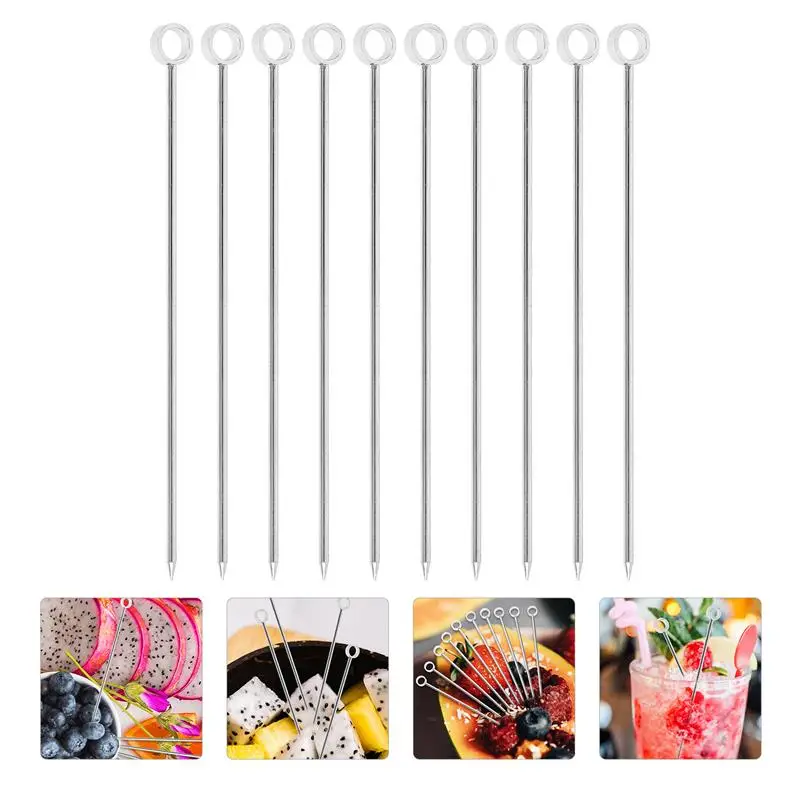 

10Pcs Stainless Steel Fruit Picks Cocktail Decorative Fruit Picks Creative Picks Decorations