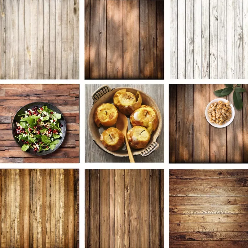 

Wood Board Backdrop Food Photography Background Texture Studio Video Photo Backgrounds Props Decoration 60x60cm