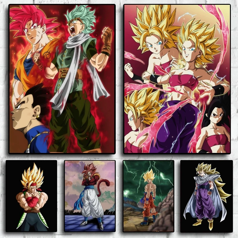 Canvas Painting Hot Blooded Anime Dragon Ball Son Goku Poster Manga Picture Suitable for Children Room Bathroom Decoration