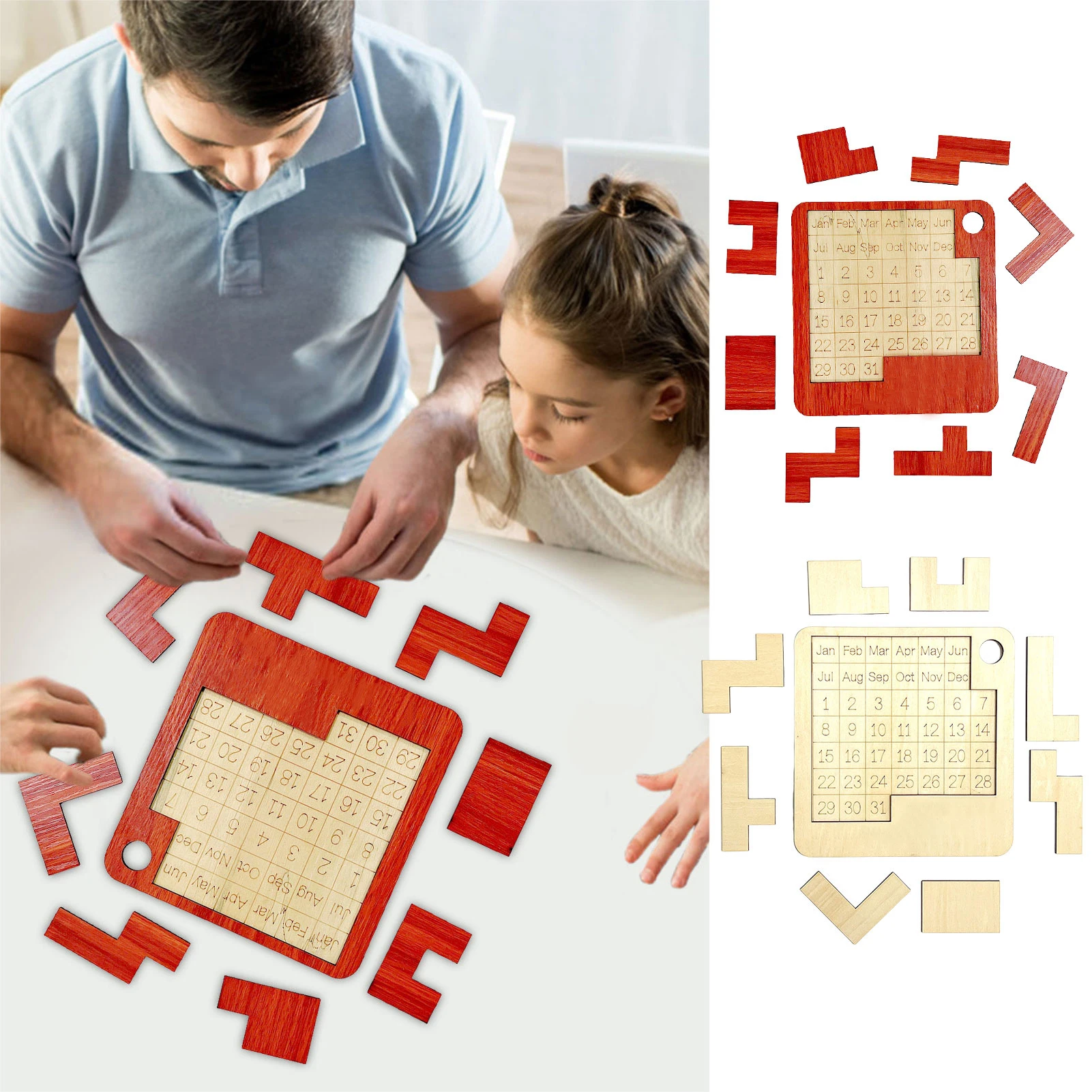 

Daily Calendar Puzzle Wooden Daily Calendar Blocks Puzzle Brain Teasers Toy Educational Kids Jigsaw Montessori Toys
