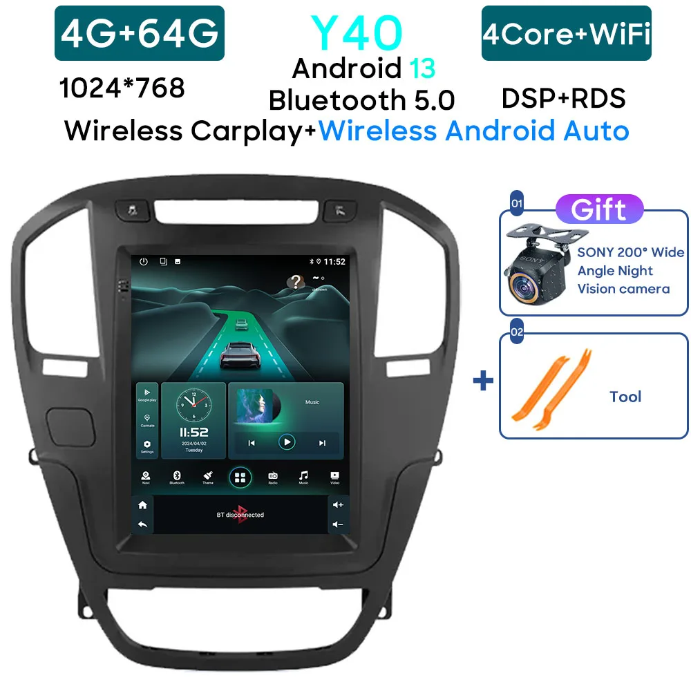 

Автомобильный радиоприемник Android 13, 9,7 дюйма для Opel Insignia Buick Regal 2009-2013, автомобильный навигационный GPS-мультимедийный плеер без 2din 4G WIFI