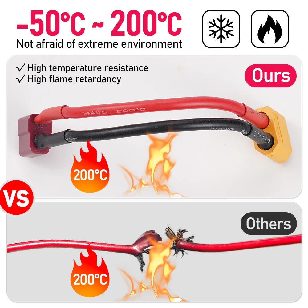 XT60 мама на Deans Т-образный разъем папа Провод адаптера Удлинительный кабель 14AWG 10