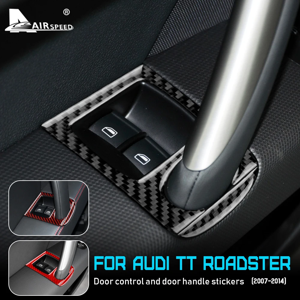 

AIRSPEED углеродное волокно для Audi TT 2007-2014 Аксессуары Внутренняя отделка Автомобильная дверная ручка оконный переключатель кнопка консоль пан...