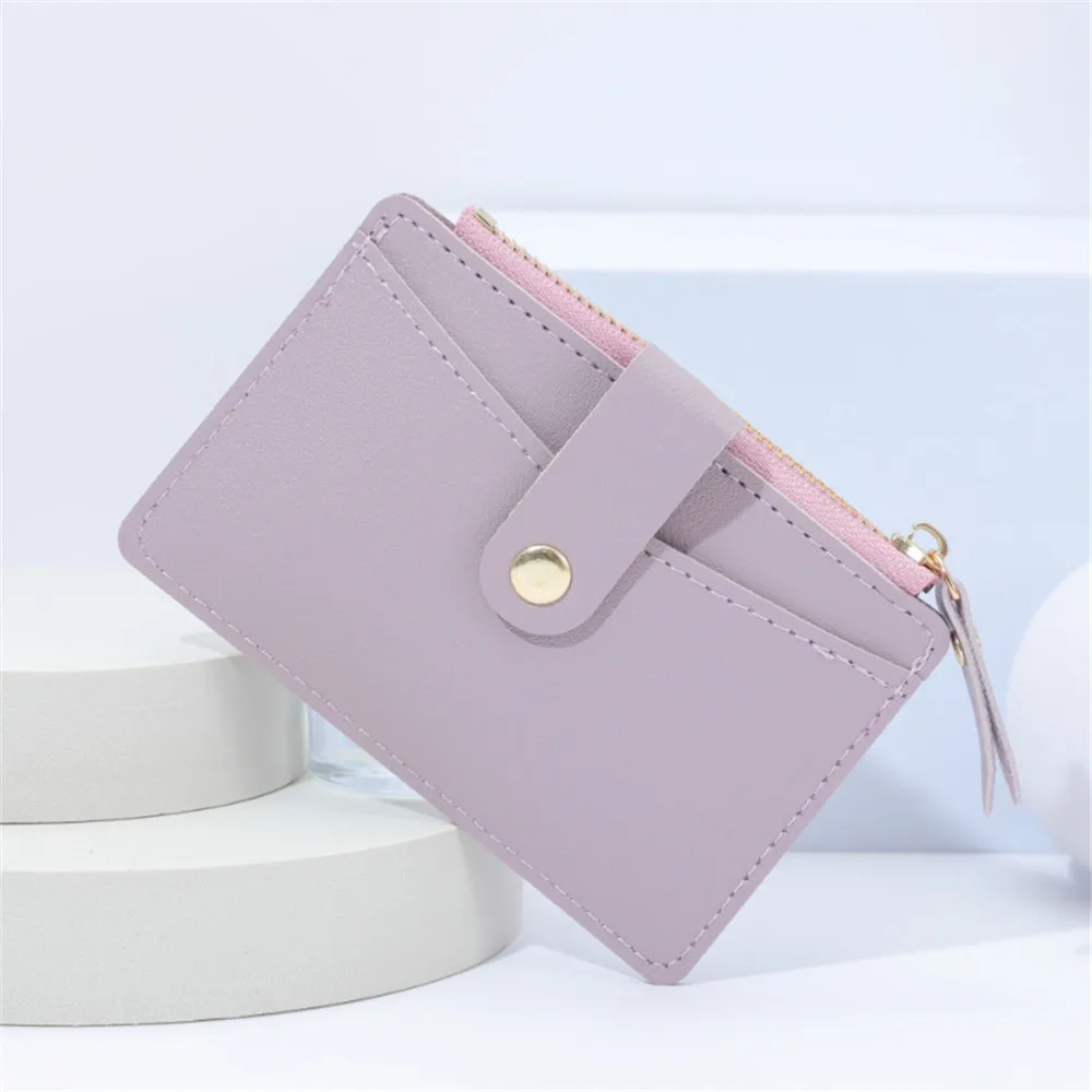 

Fashion Women Leather Credit Card Holder Hasp Vintage Anti Thief Bank Credit Bus Cards Cover Zipper Money Bag Clutch Black Blue