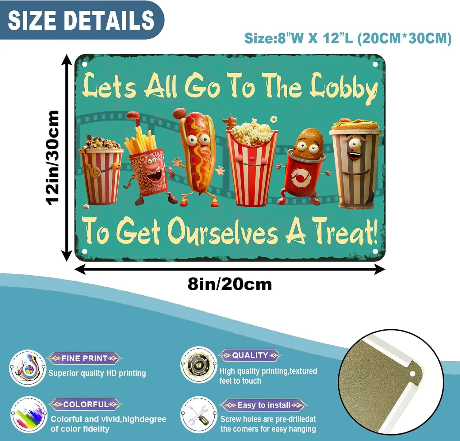 Кинотеатр игровая комната снэки металлический жестяной знак пойдем в вестибюль