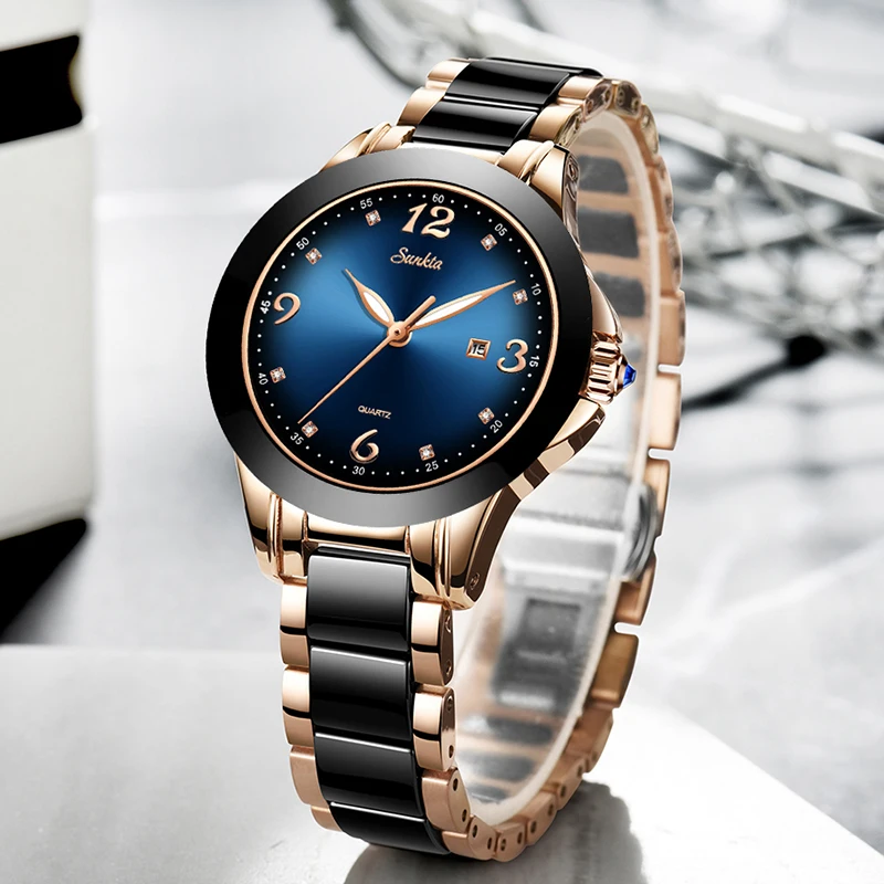 Sunkta Brand Women's Watches Fashion Waterproof Watches Women Ceramic Bracelet Wristband Lady Watch Girl Clock Relogio Feminino