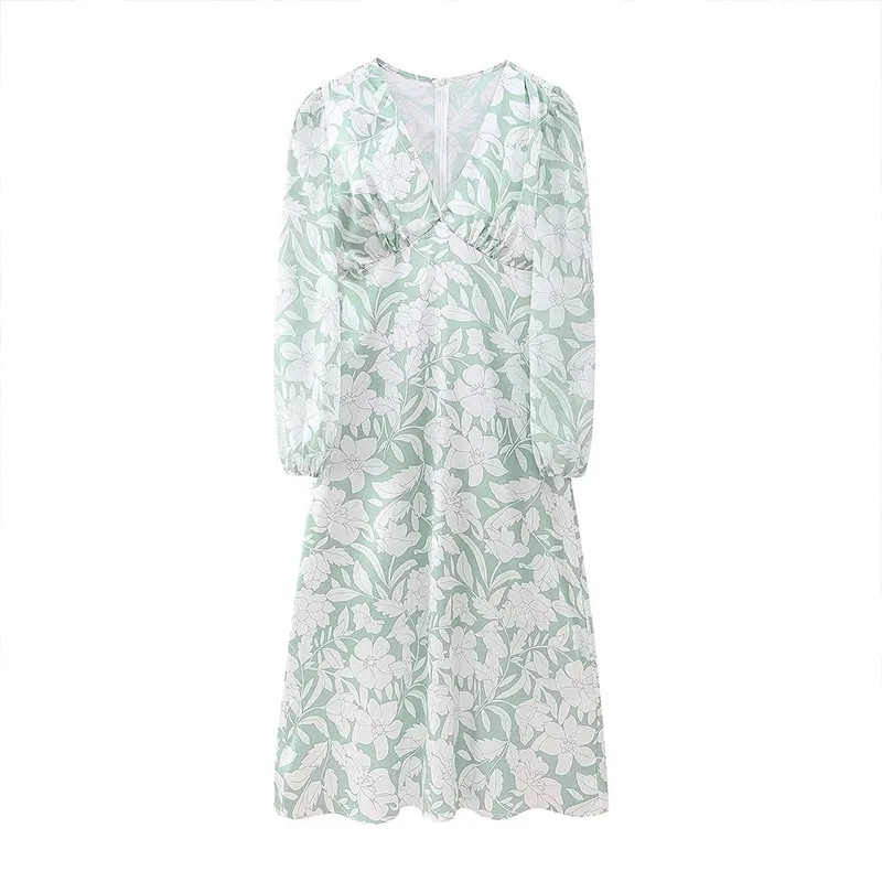 

Женское Повседневное платье с V-образным вырезом и длинными рукавами